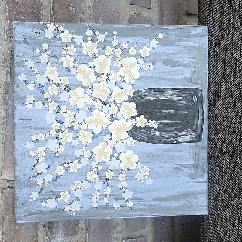 Acrylic on Canvas Vase of Flowers - 12"x12"